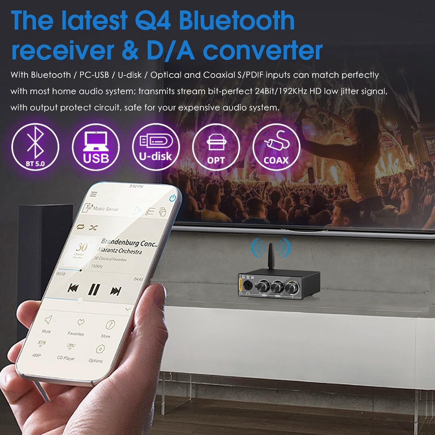 Mini DAC Headphone Amplifier Bluetooth 5.0 USB