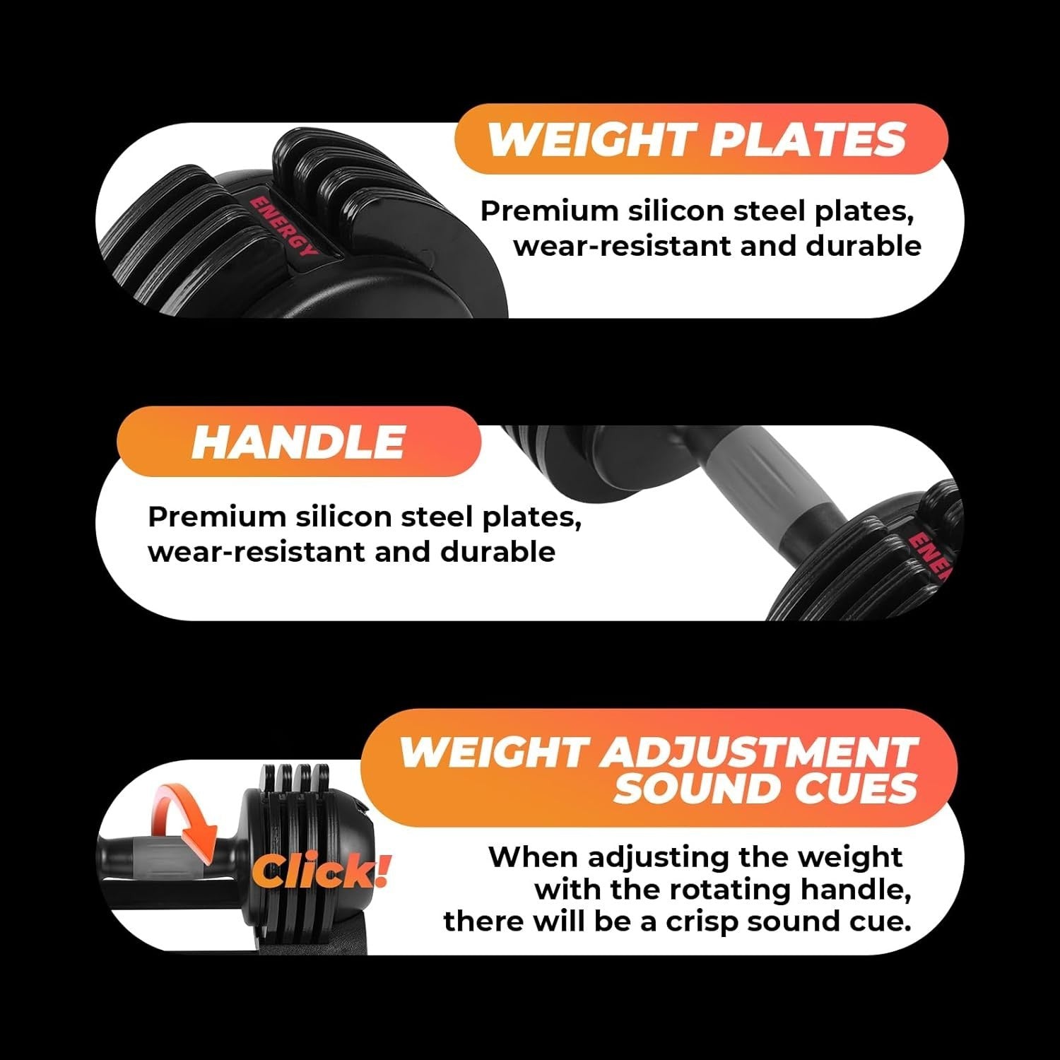 22LB / 52LB Adjustable Dumbbell Fast Dial 5-in-1 Space Saving Home Gym
