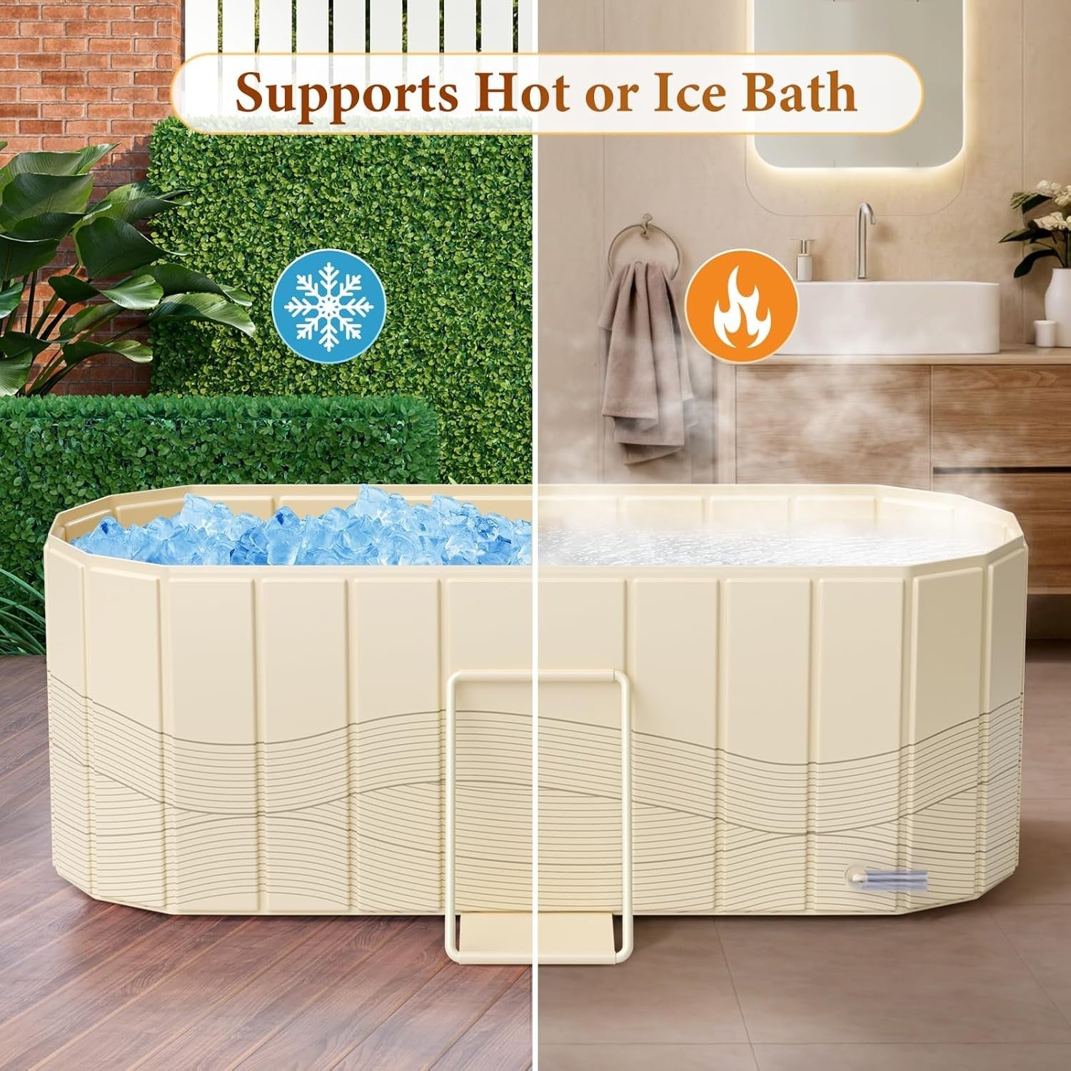 Portable Foldable Bathtub 150x55x50cm with Cover & 2 Drain Pipes | Ice Bath Tub