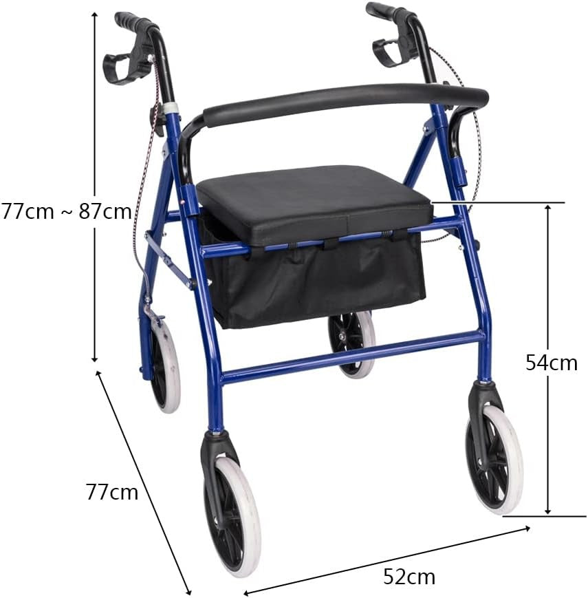 Foldable Rollator Walker with Seat 4 Lightweight Lockable Brakes