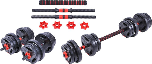 Hybrid Dumbbells Pair 20kg Non Slip Rubber Metal Home Gym Weights