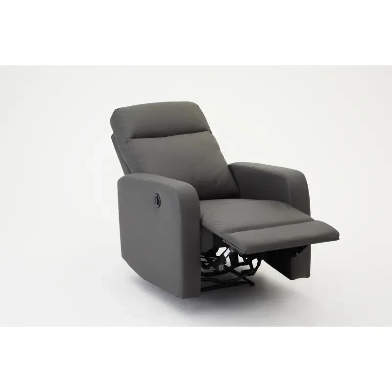 Grey Electric Recliner Armchair PU Leather Sofa Chair Foam Filled