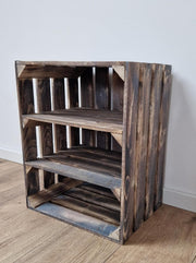 Single-Tier Grey Wooden Crate Storage Shelf Organizer 50x40x30cm
