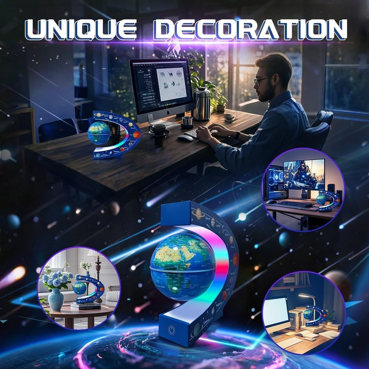 Magnetic Levitating Globe Planet LED Floating Desk Nine-Planet Lamp