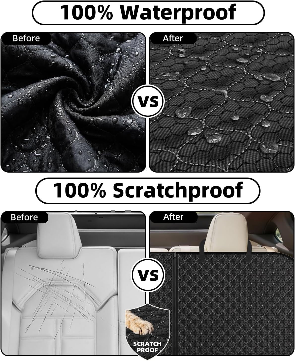 Waterproof Dog Car Seat Cover Rear Bench Protector Non Slip Universal