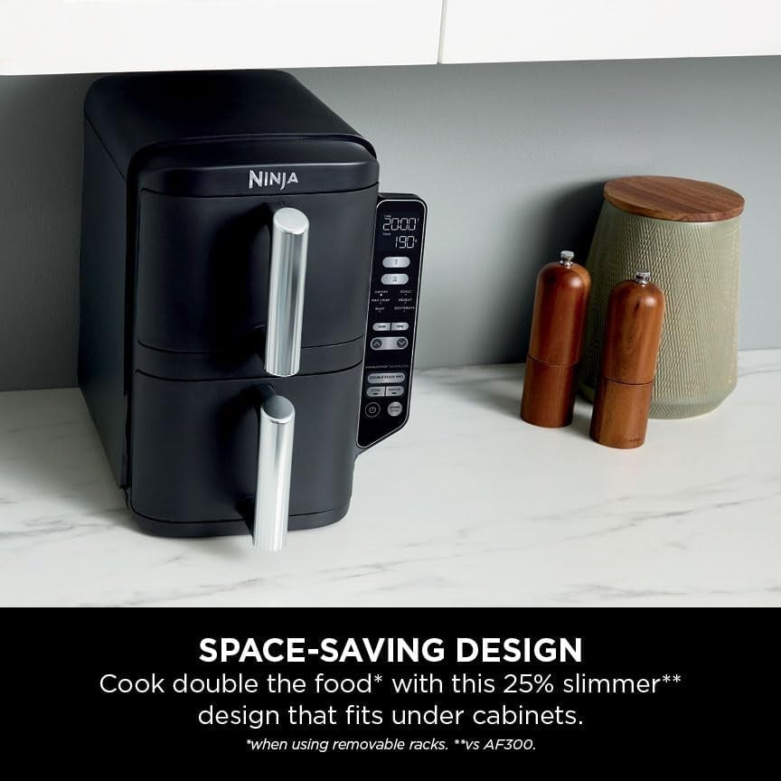 Vertical Double Stack Air Fryer 7.6L Dual Drawer 4 Level Space Saving