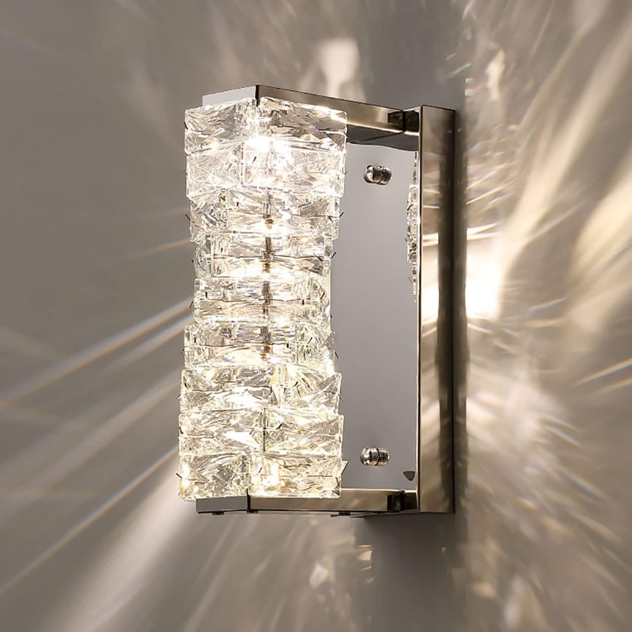 Silver Crystal Wall Light LED Sconce | Elegant Bedroom & Hallway Lamp