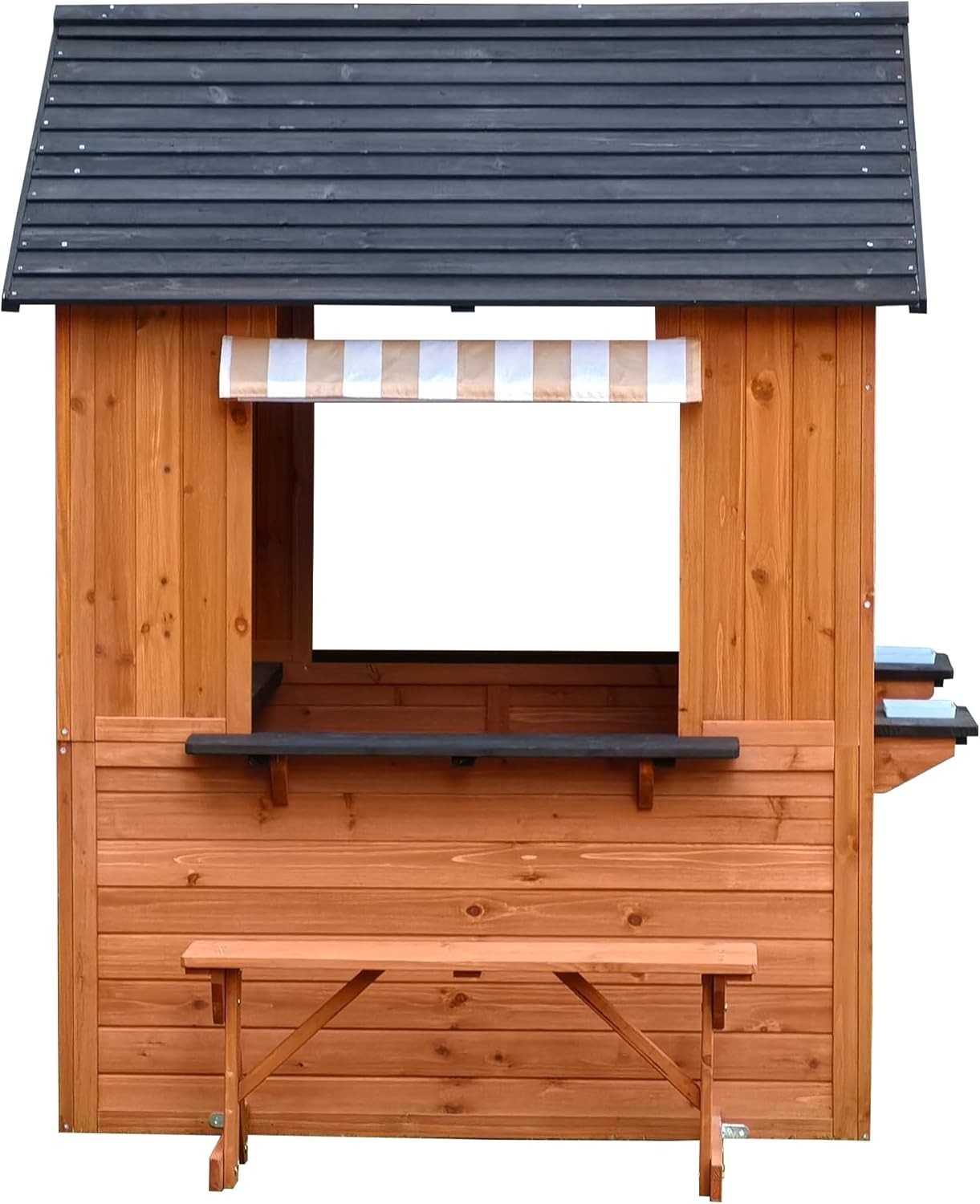 Large Wooden Kids Playhouse Outdoor Garden w Bench Door Windows