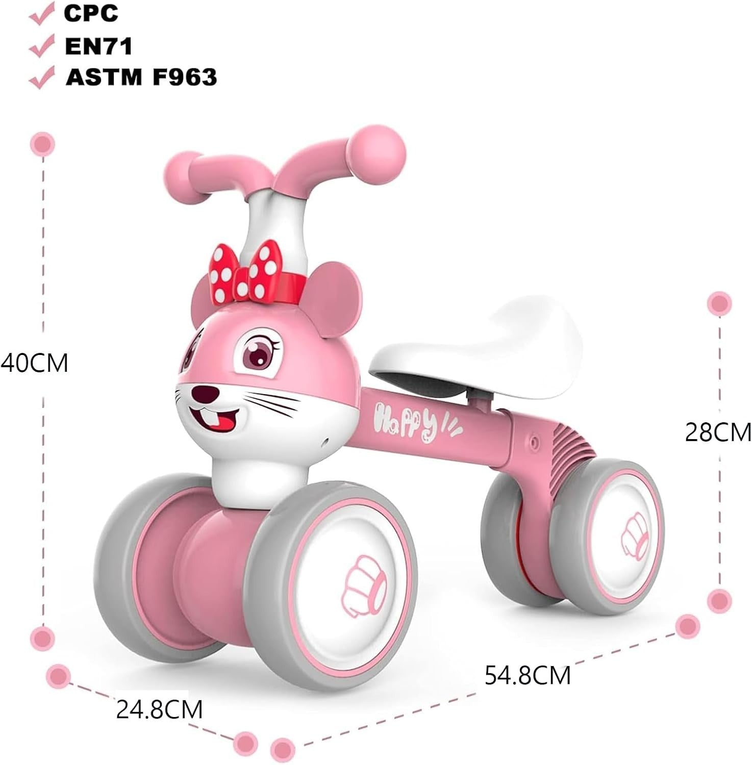 Baby Balance Bike Toddler Ride On Walker Trike No Pedals 10-36 Months Pink