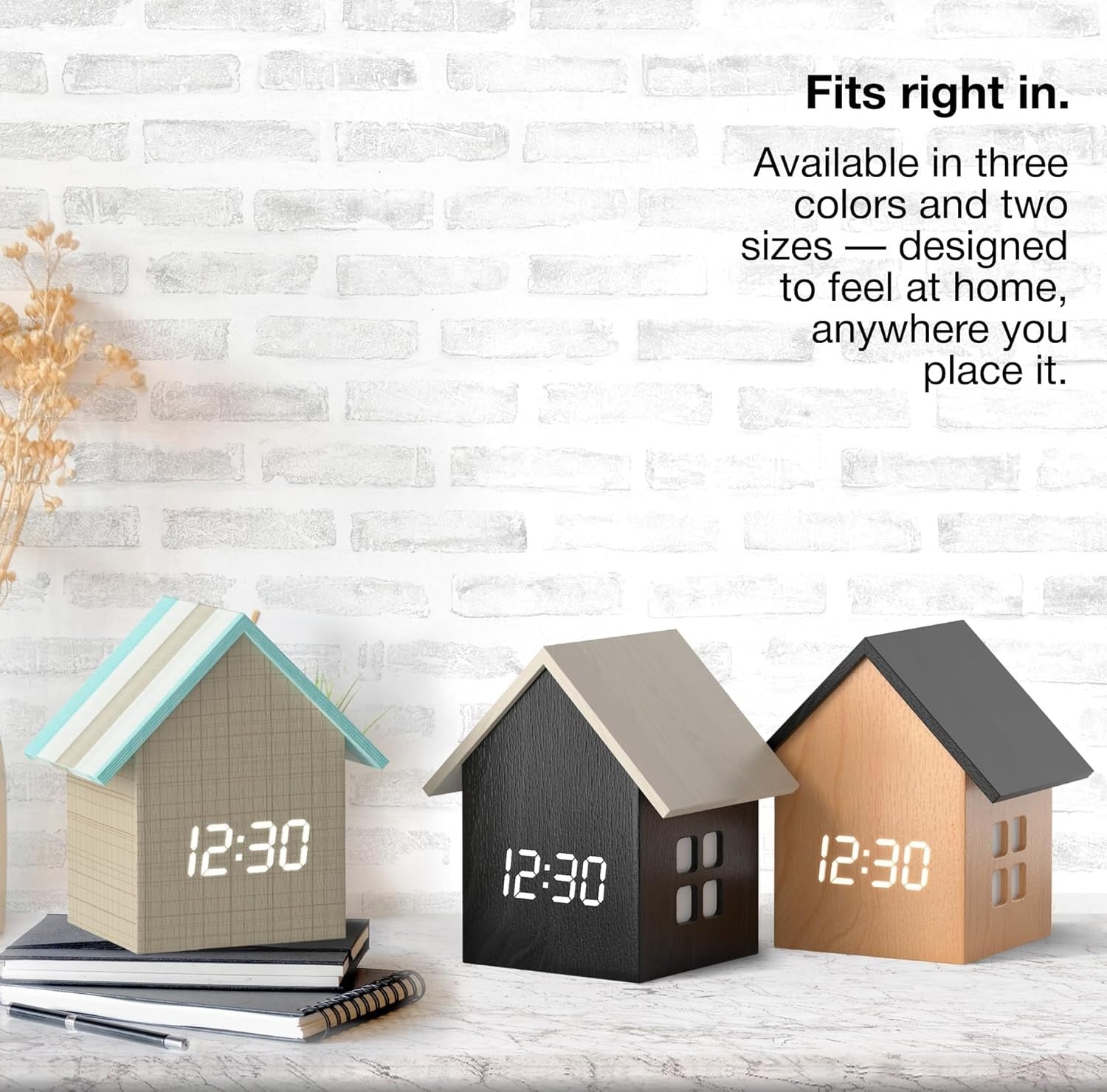 House Shaped Digital Alarm Clock LED Display Temperature Modern Bedside Decor
