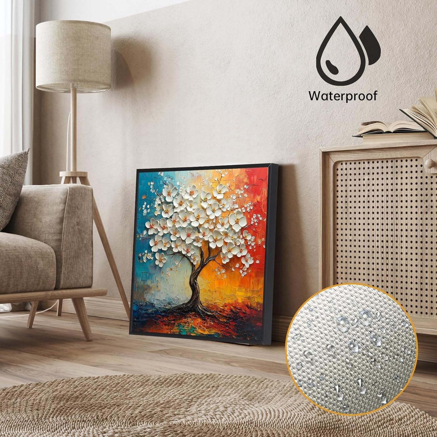 Abstract Tree Texture Canvas Wall Art Framed 12x16 inch Modern Decor