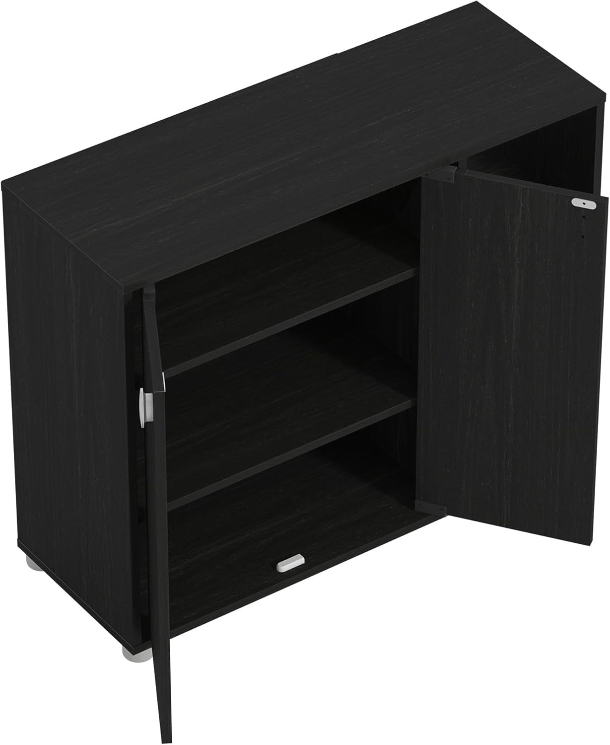 Rustic Shoe Storage Cabinet with Doors, 12-Pair Rack, Black Oak Finish
