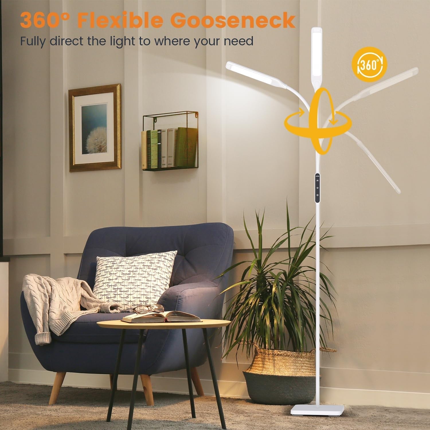 LED Floor Lamp Reading Light Remote Touch Control Dimmable Timer Modern