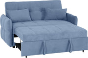 2 Seater Blue Sofa Bed Pull Out Guest Bed Sleeper Couch for Small Spaces