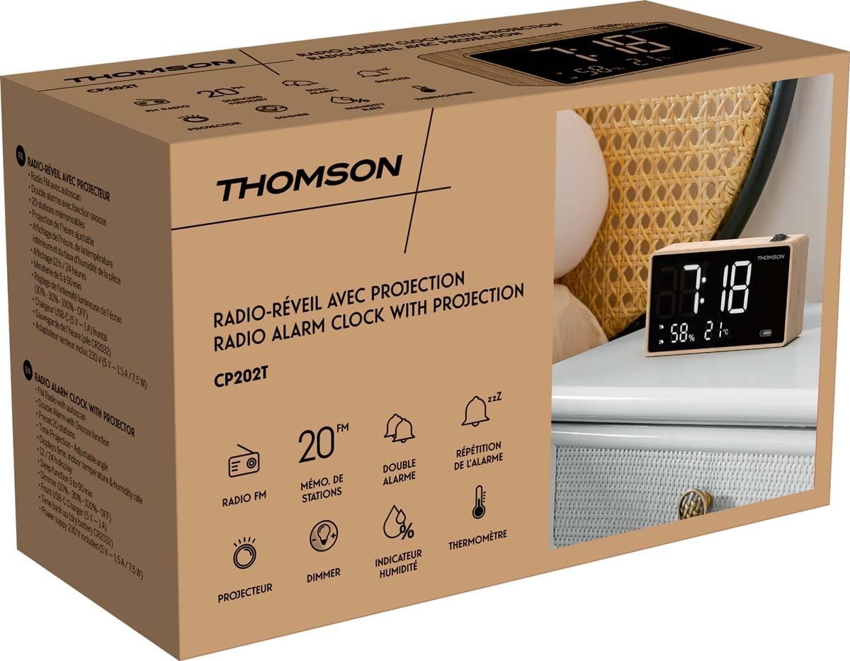 Projection Alarm Clock Radio Temperature Humidity USB Large Display