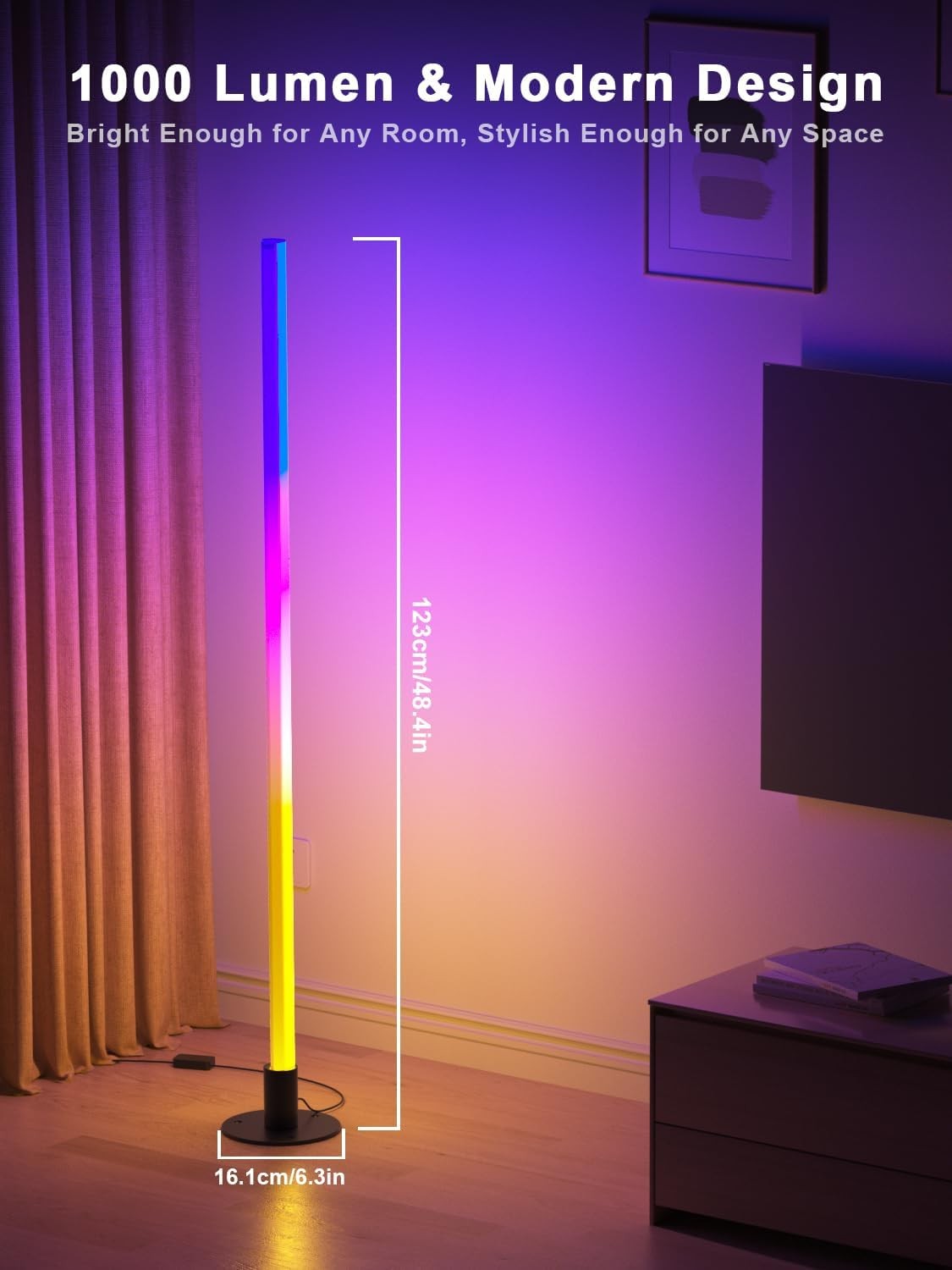 Smart RGB LED Floor Lamp 2 Pack Music Sync App Remote 16M Colours