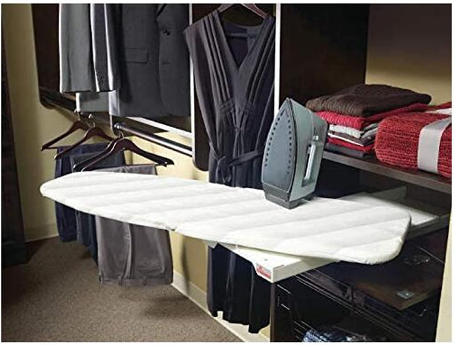Built In Hiding Ironing Board Closet Drawer Slide Out Fold Away White