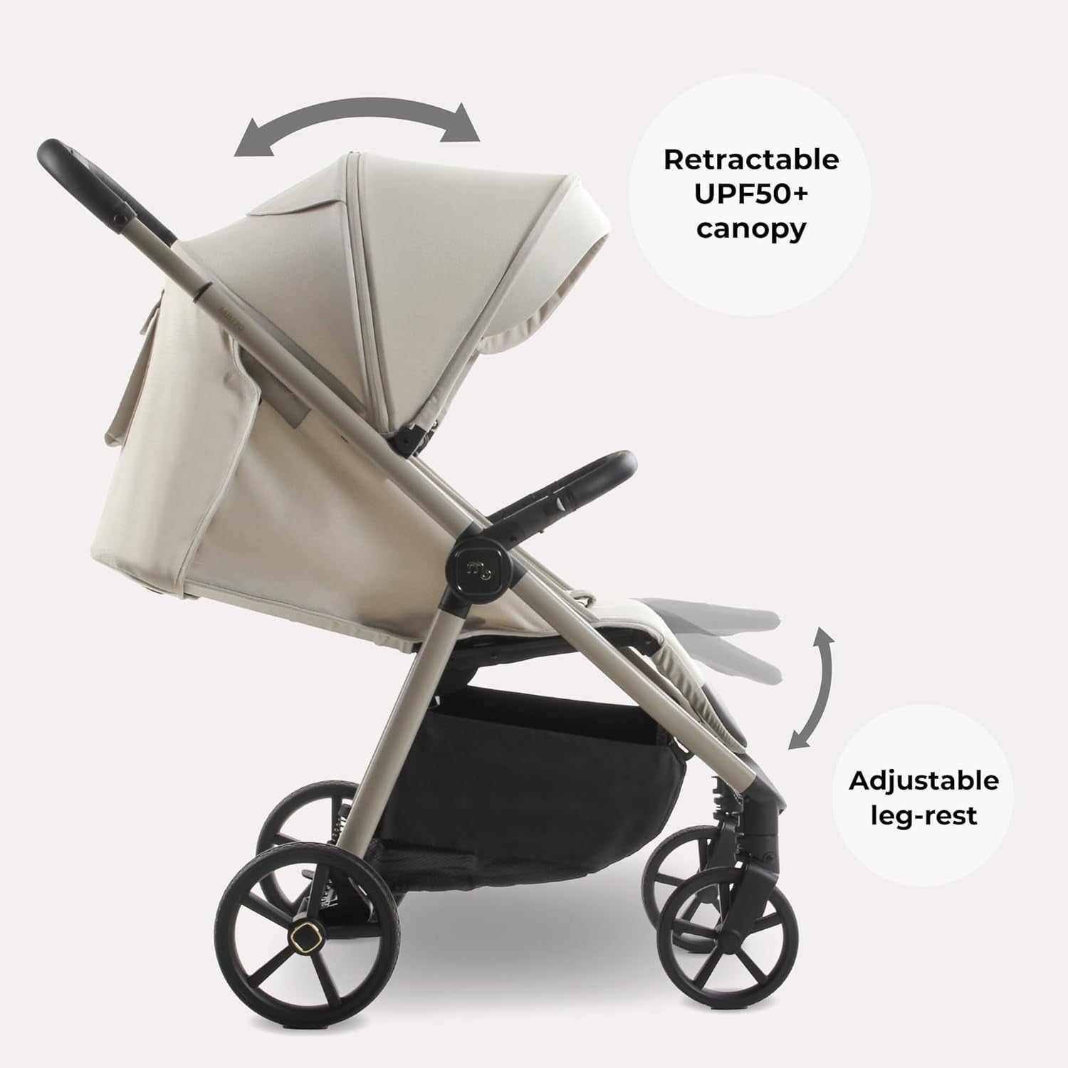 Compact Baby Pushchair Stroller From Birth to 22kg Foldable Ivory