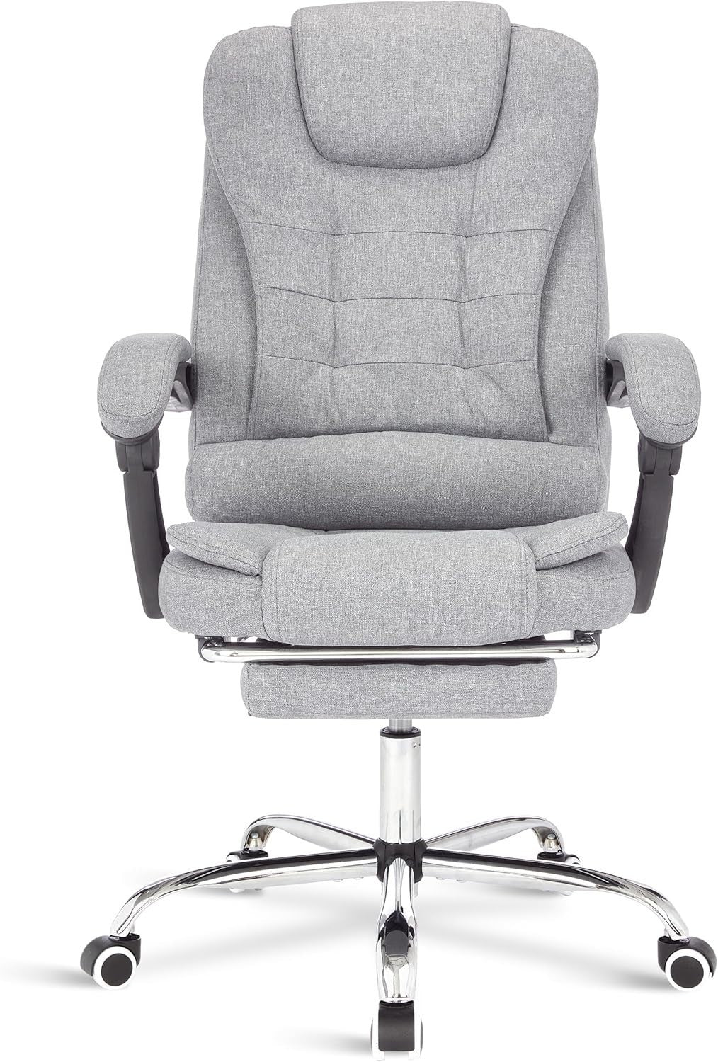 Ergonomic Executive Office Chair, Linen Fabric, Adjustable Recline & Footrest
