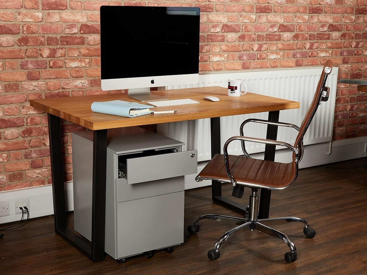 Grey Metal Under Desk Filing Cabinet 3 Drawer Lockable 60cm