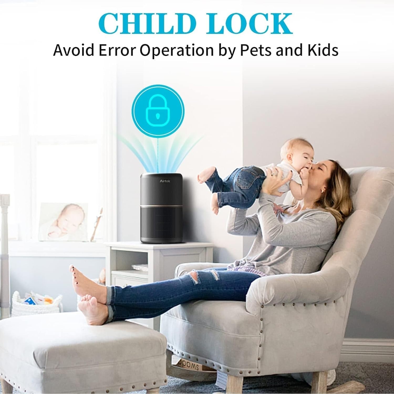 H13 HEPA Air Purifier Bedroom 4-in-1 Smoke Pet Odor Quiet Night
