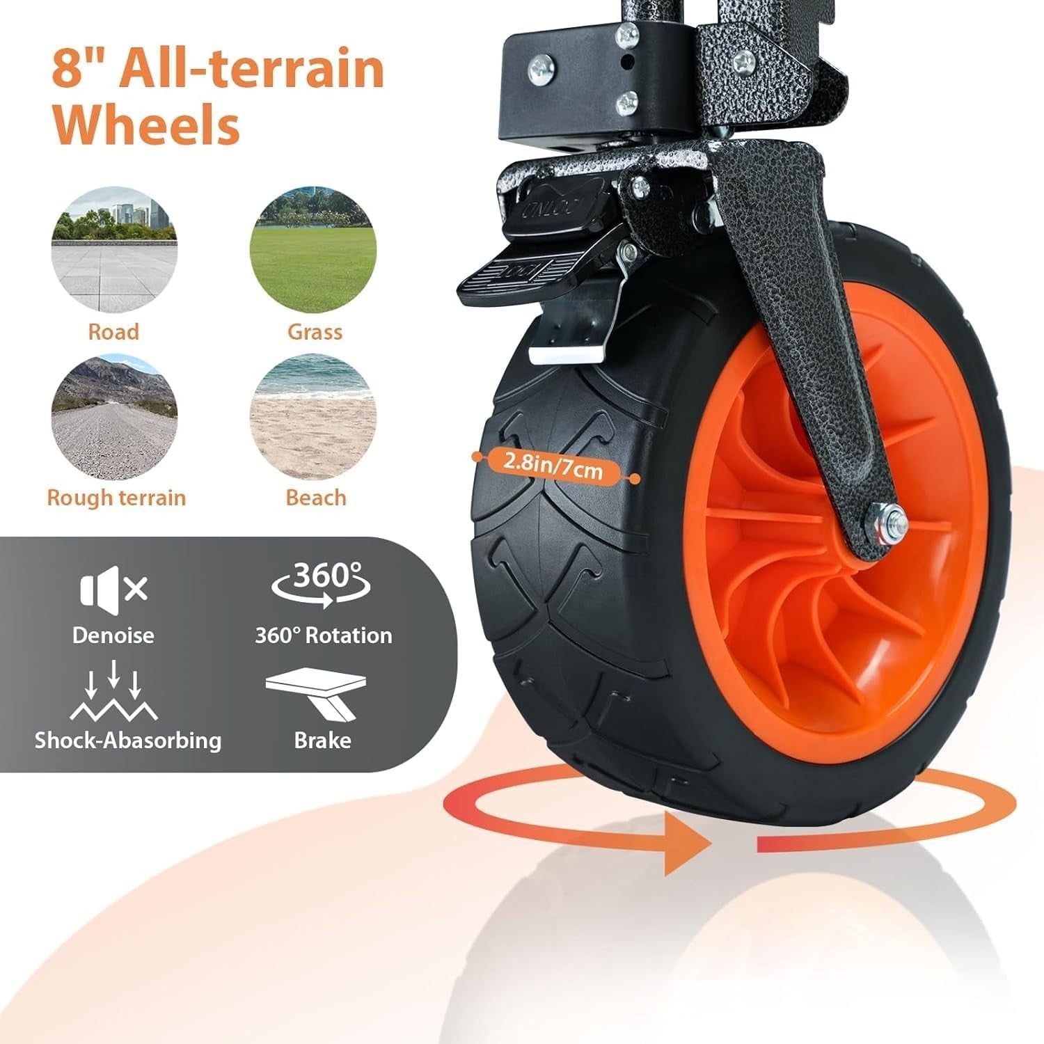 250L Folding Festival Trolley Heavy Duty Wagon 275lb Capacity 360° Handle Black