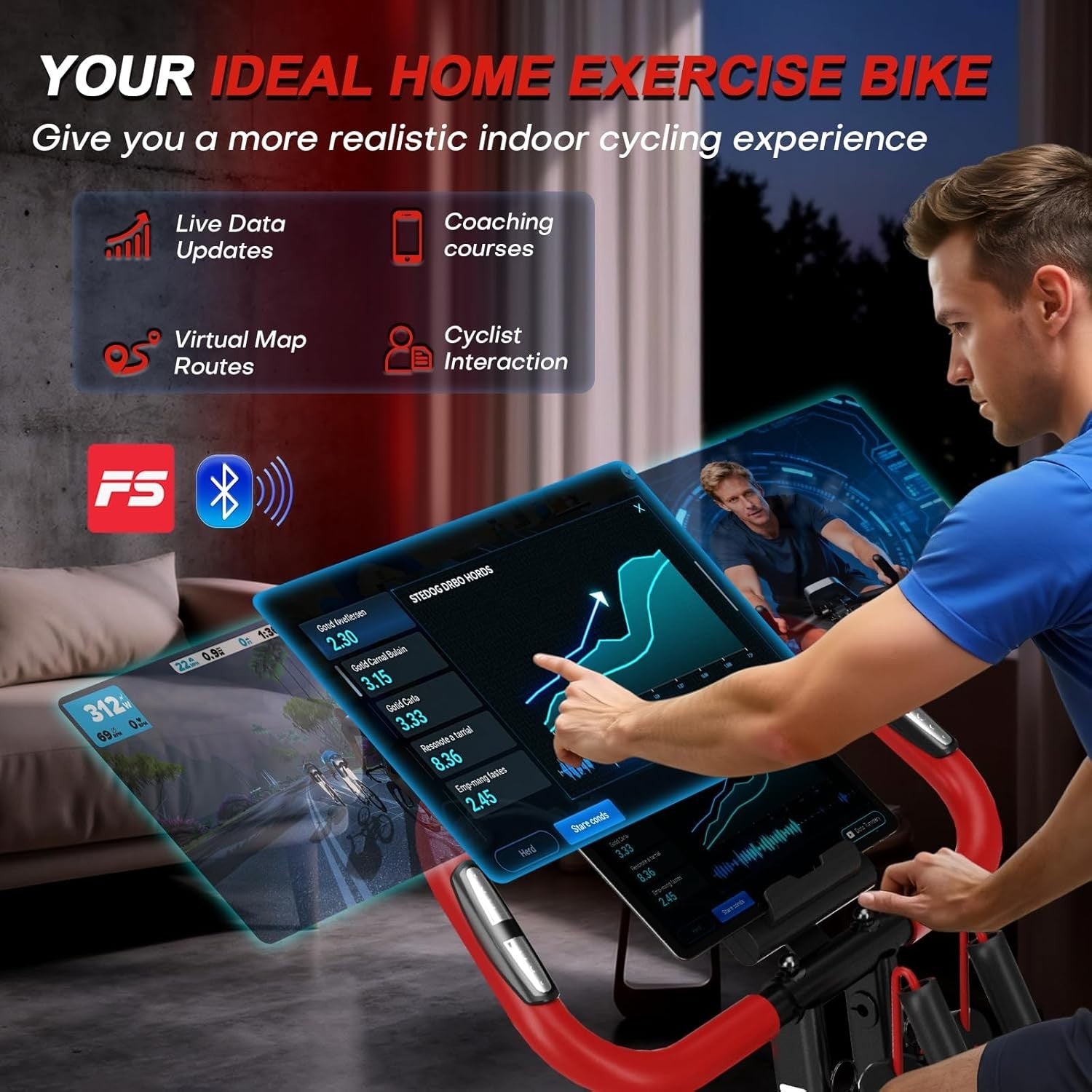 5-in-1 Folding Exercise Bike w/ 16-Level Magnetic Resistance, APP Sync, 350lb
