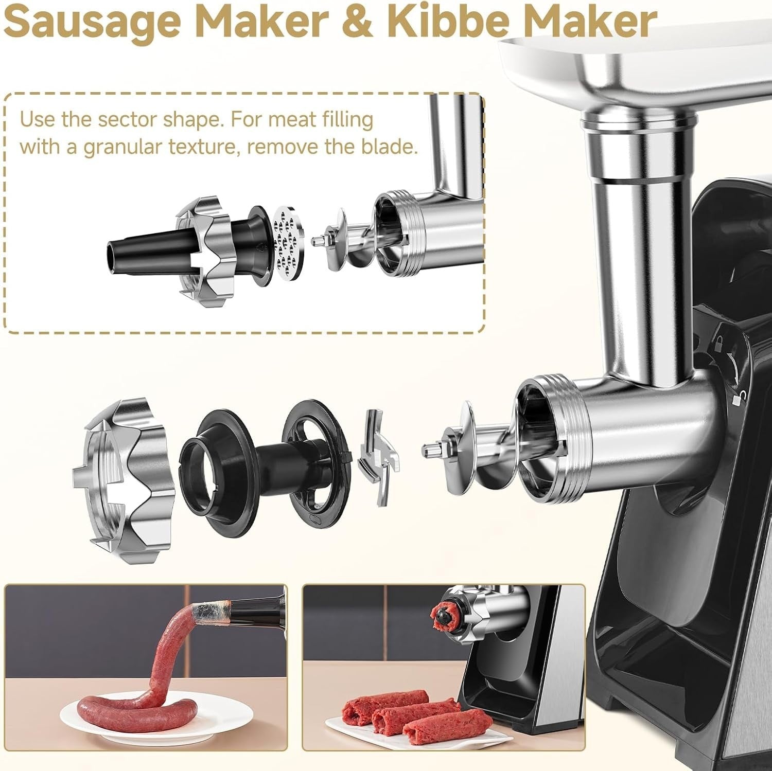 3000W Electric Meat Grinder Sausage Maker Mincer Stainless Steel Kit