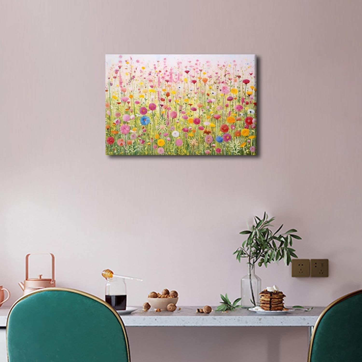 Floral Canvas Wall Art Framed Botanical Flower Print Living Room Decor