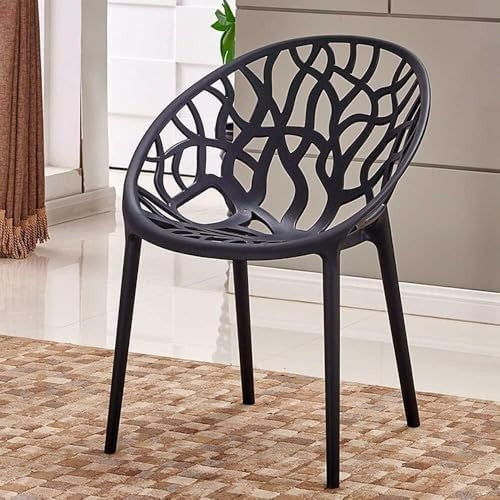 Set of 6 Modern Stackable Dining Chairs Plastic Indoor Outdoor Garden Patio