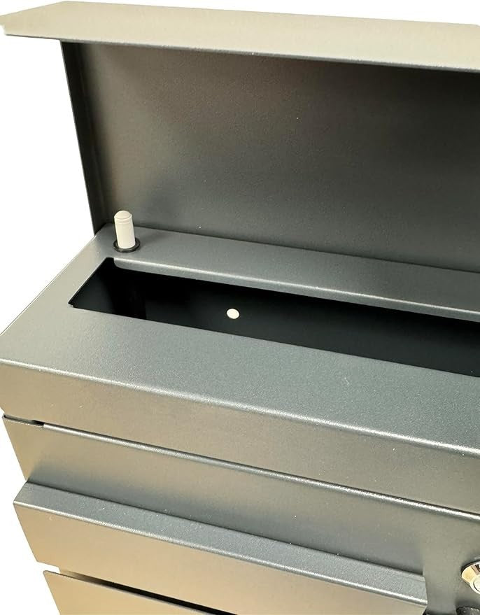 Modern Grey Wall Mounted Post Box Lockable Waterproof Mailbox Secure Durable