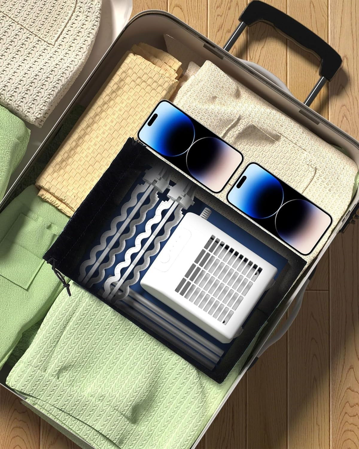 Portable Electric Heated Clothes Airer 1000W With Cover Indoor Travel Dryer