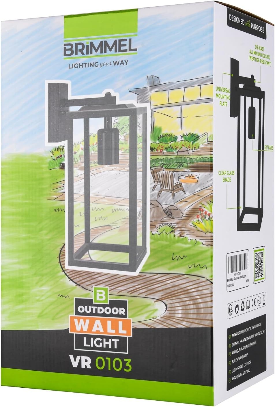 Outdoor Wall Lantern Black Modern Light, Waterproof Sconce for Porch Patio