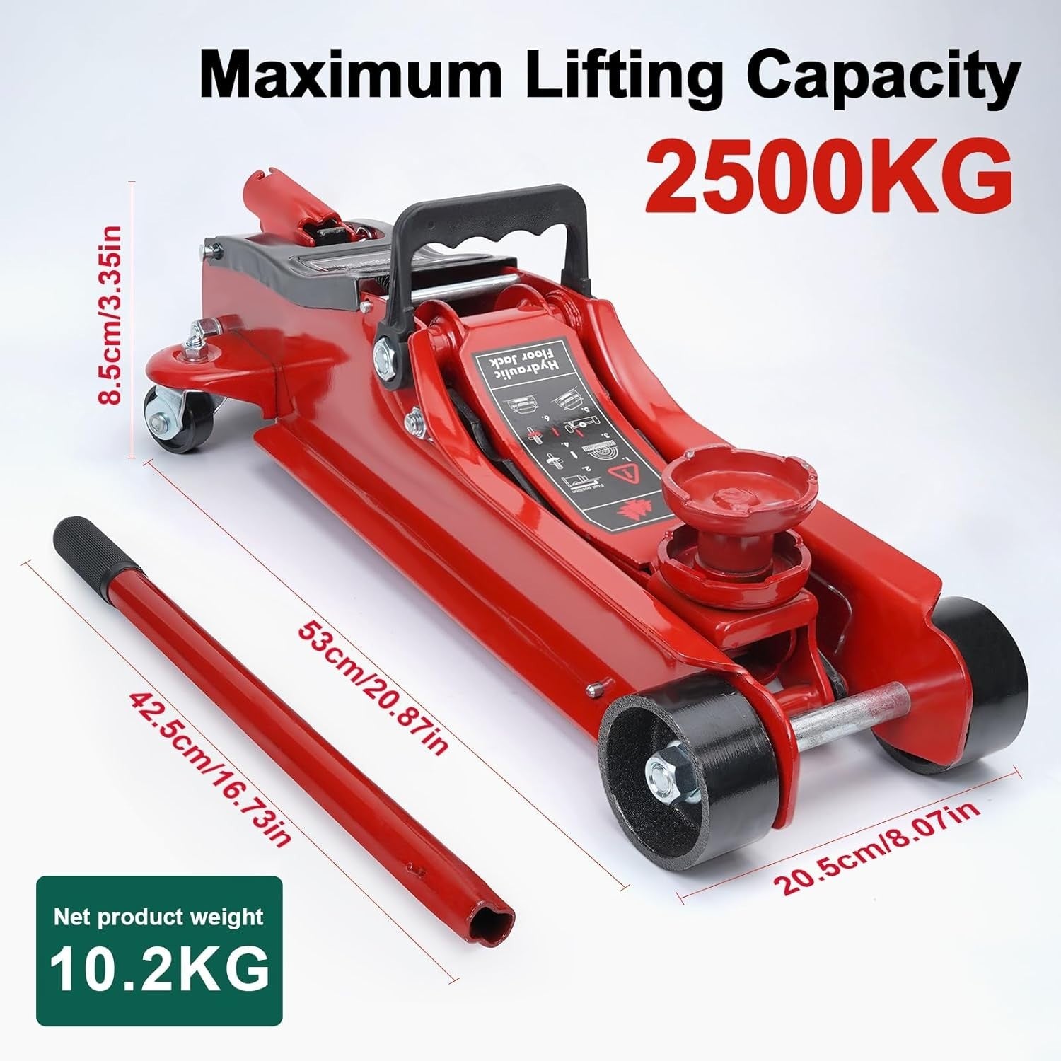 2.5 Ton Hydraulic Trolley Jack Quick Lift 135–380mm Heavy Duty Car SUV Red