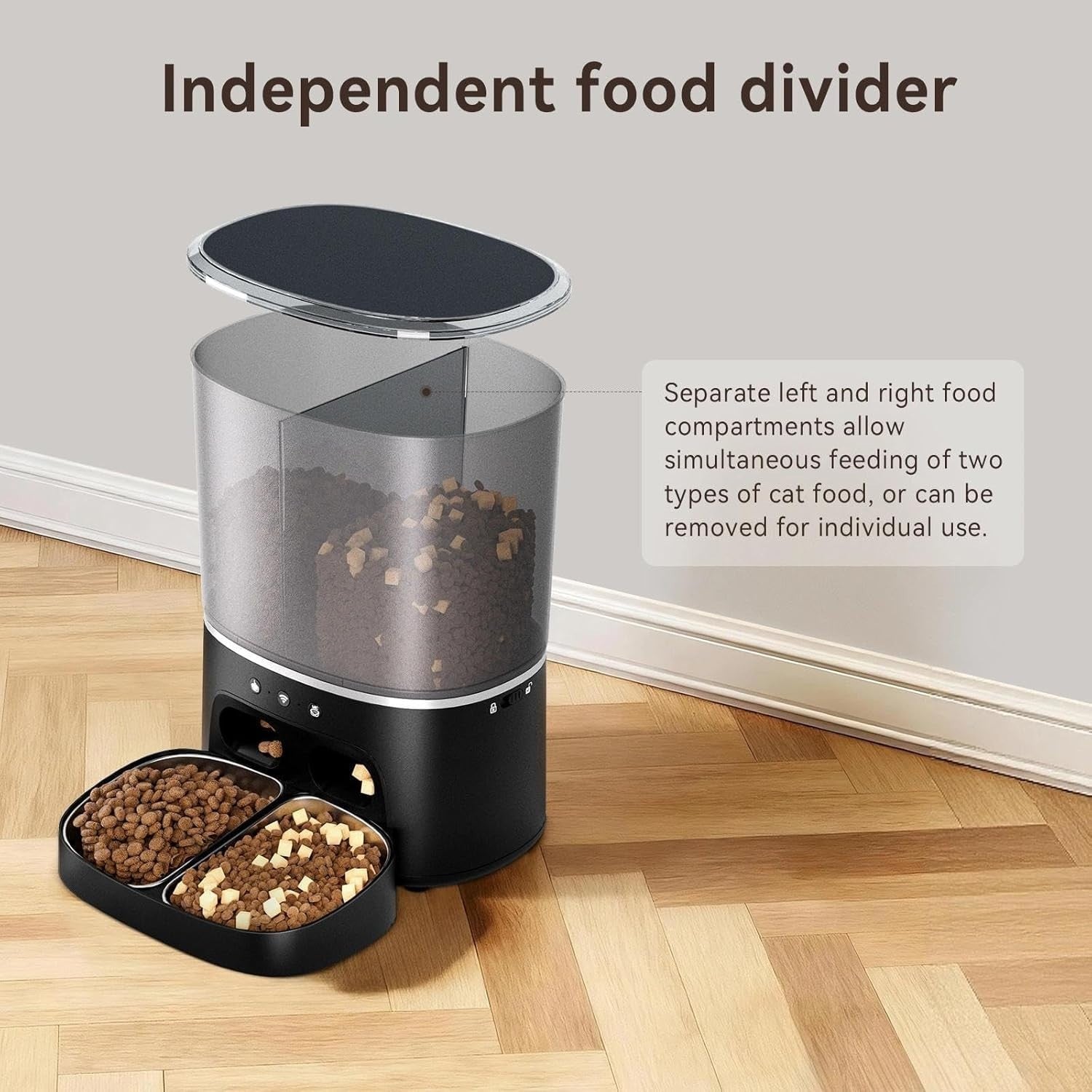 8L Automatic Cat Feeder 2 Bowls WiFi App Control Timer Food Dispenser
