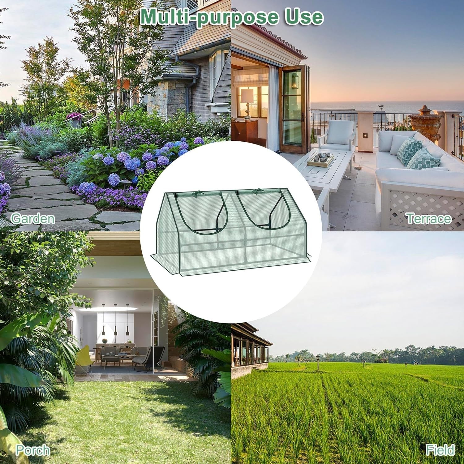 Mini Garden Greenhouse 120x60x60cm with Roll-Up Windows & Reinforced PE Cover