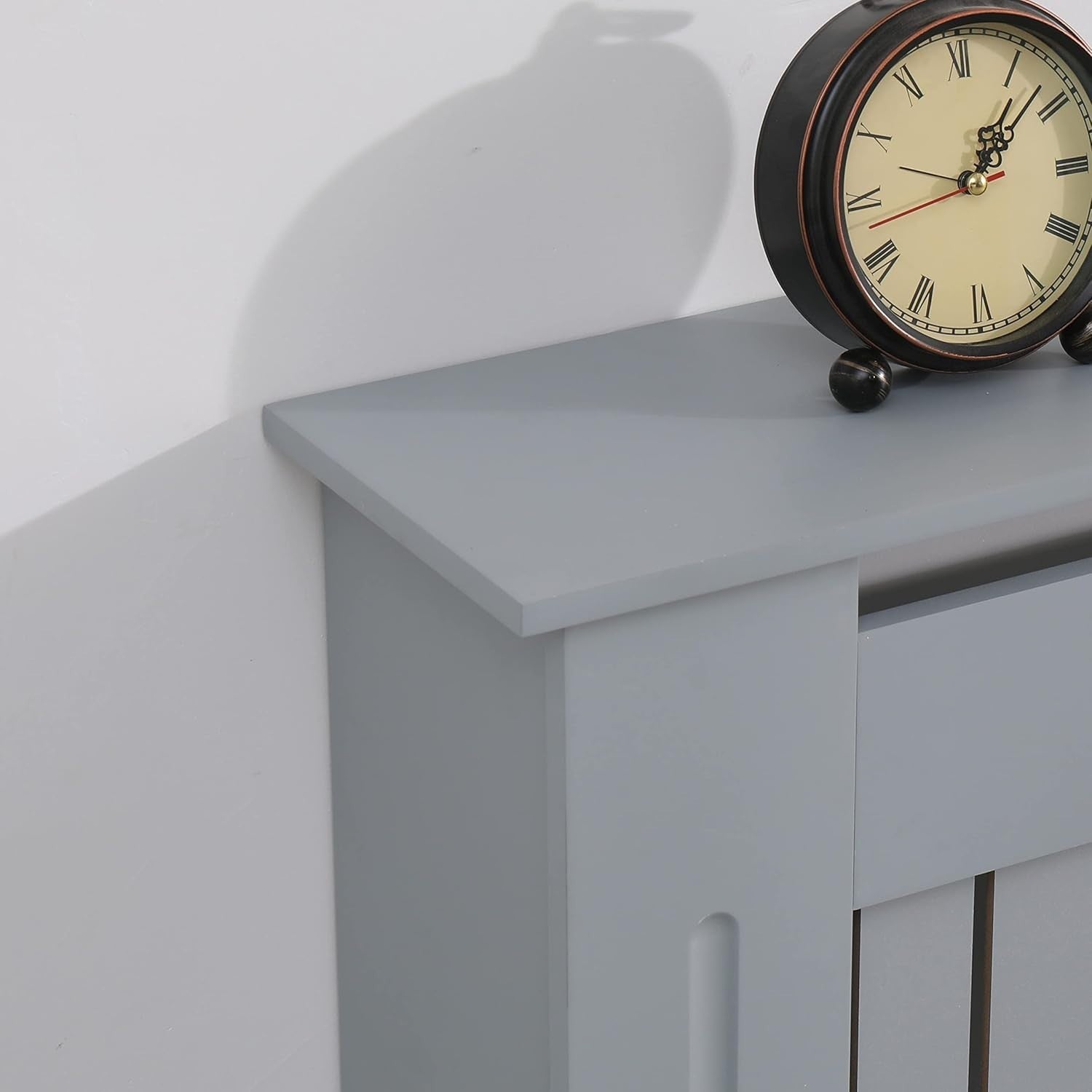 Small Grey Radiator Cover | Modern MDF Vertical Slat Cabinet