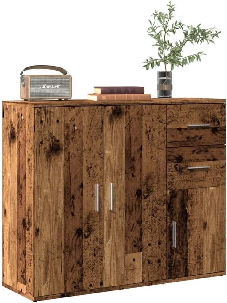 Modern Wood Sideboard Cupboard Unit Storage Drawers Doors 91x75cm