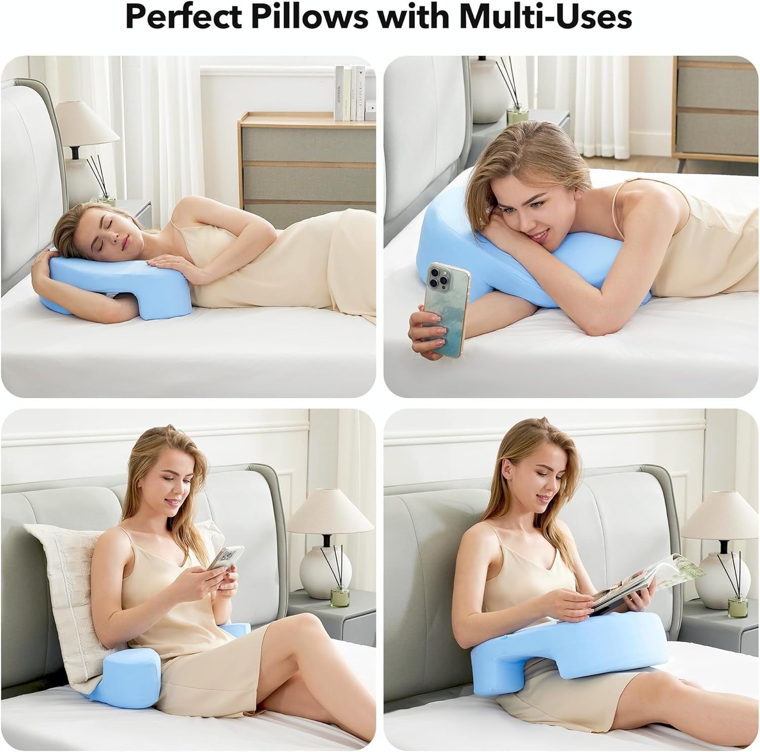 Side Sleeper Memory Foam Pillow with Arm Hole Neck Pain Relief