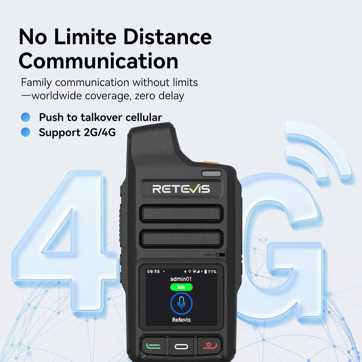 4G Network Walkie Talkie with GPS, WiFi, Zello, Type-C Fast Charge