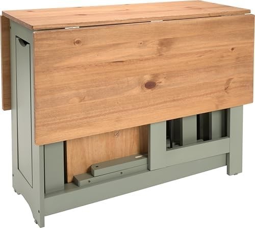 Space-Saving Butterfly Dining Set 4 Chairs Green Rustic Pine