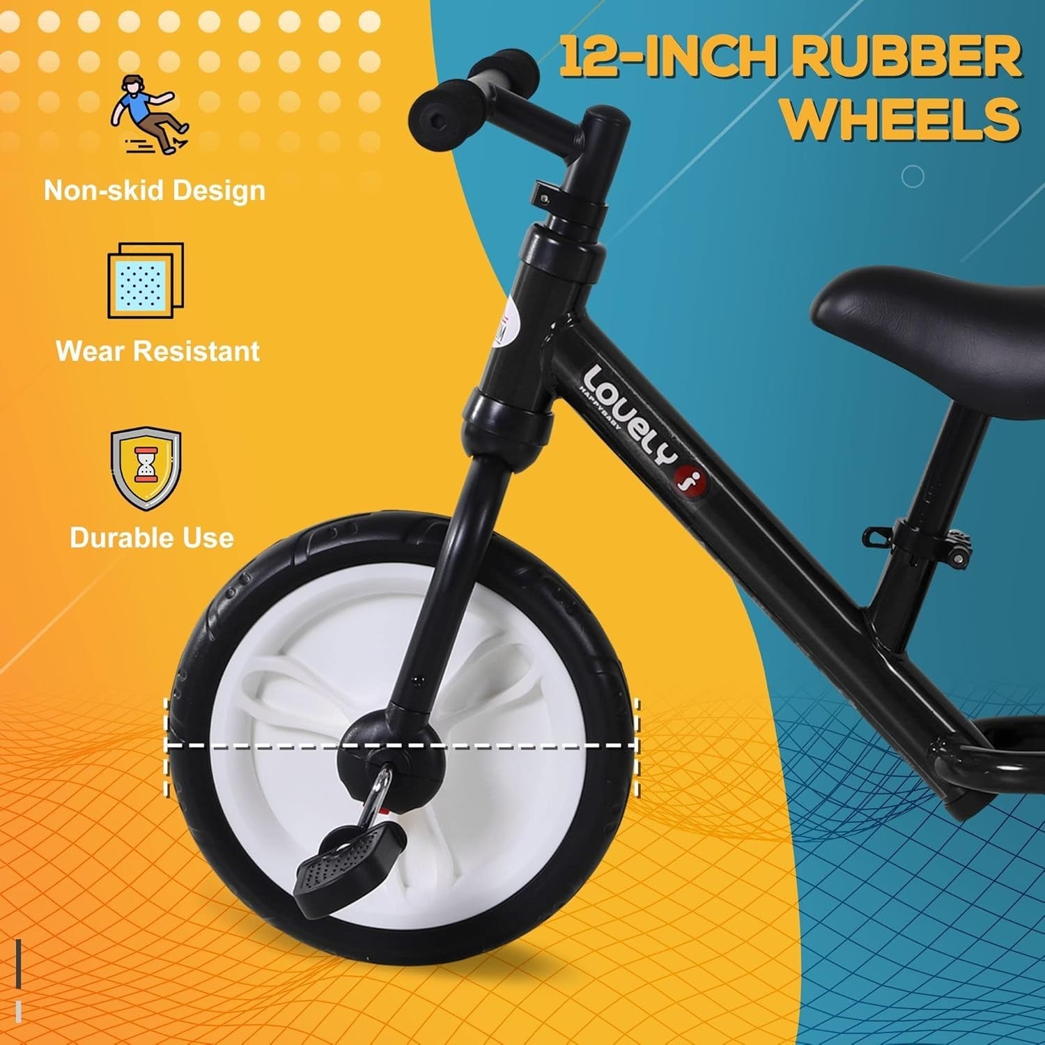 Kids Balance Bike 2 In 1 Training Bicycle Stabilisers Black Age 2-5