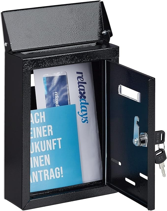 Lockable Wall Mounted Post Box with Keys – Compact Iron Mailbox, Viewing Slots