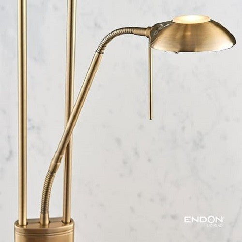 Mother Child Floor Lamp Uplighter Antique Brass Dimmable Reading Light