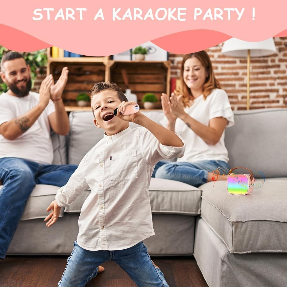Ainiv Karaoke Machine for Kids & Adults 2 Wireless Mics Bluetooth LED