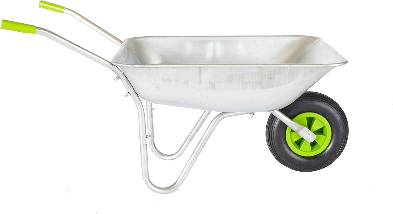 65L Garden Wheelbarrow – Galvanised Steel Tray w/ Pneumatic Tyre for Heavy Loads