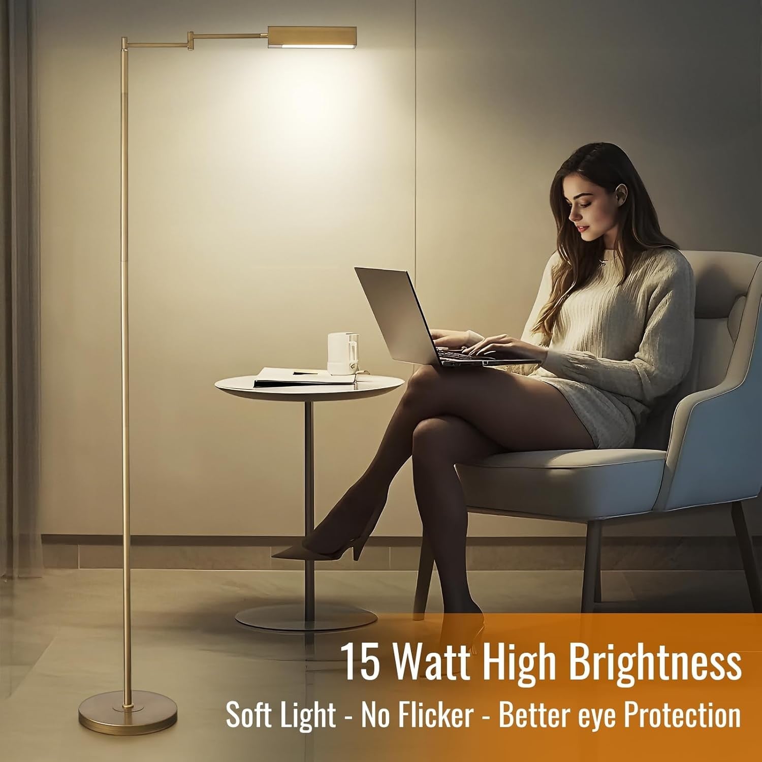 LED Floor Lamp Bronze 20W 1500LM Dimmable Remote Reading Standing Light