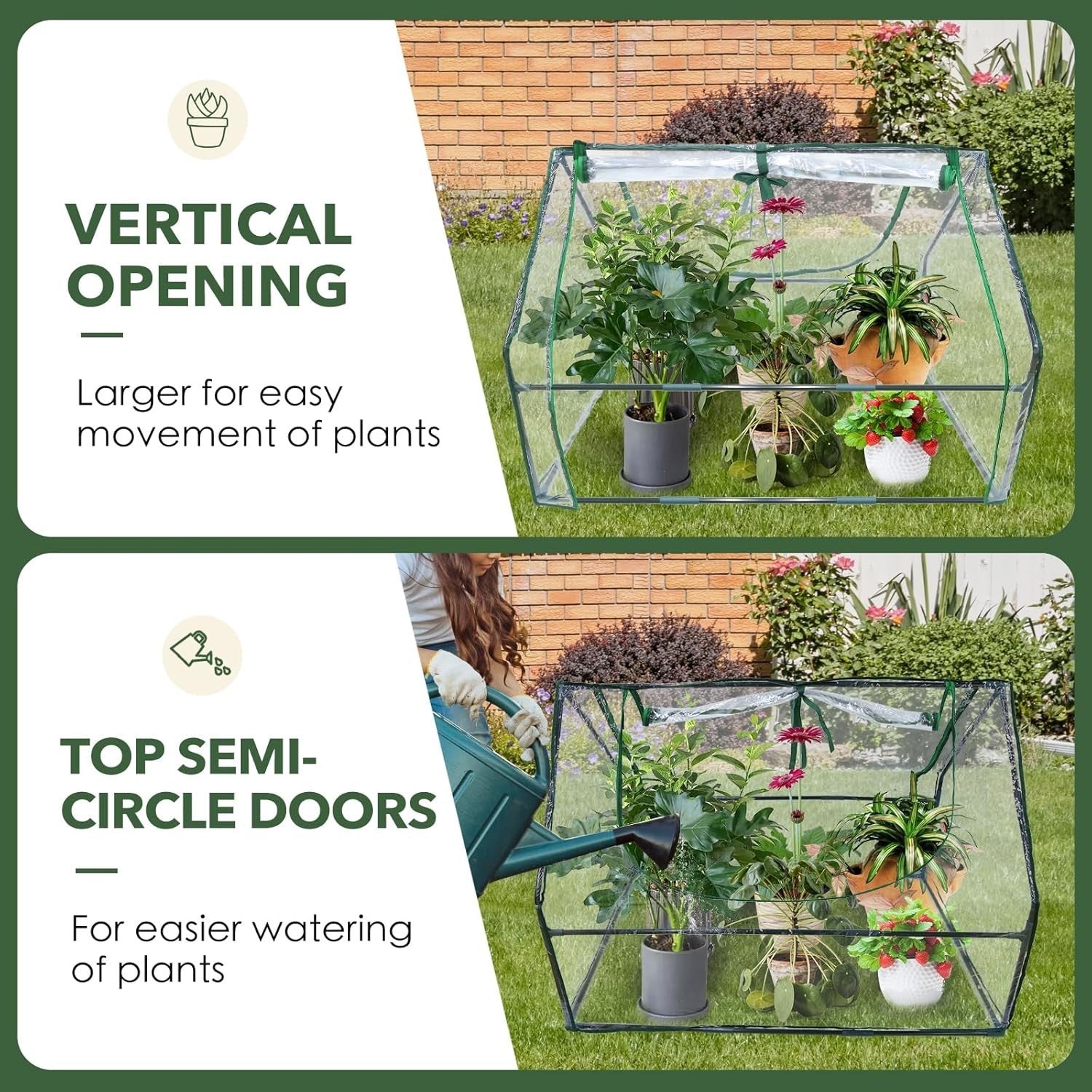 Large Mini Greenhouse Cold Frame Dual Door Plant Shelter Polycarbonate