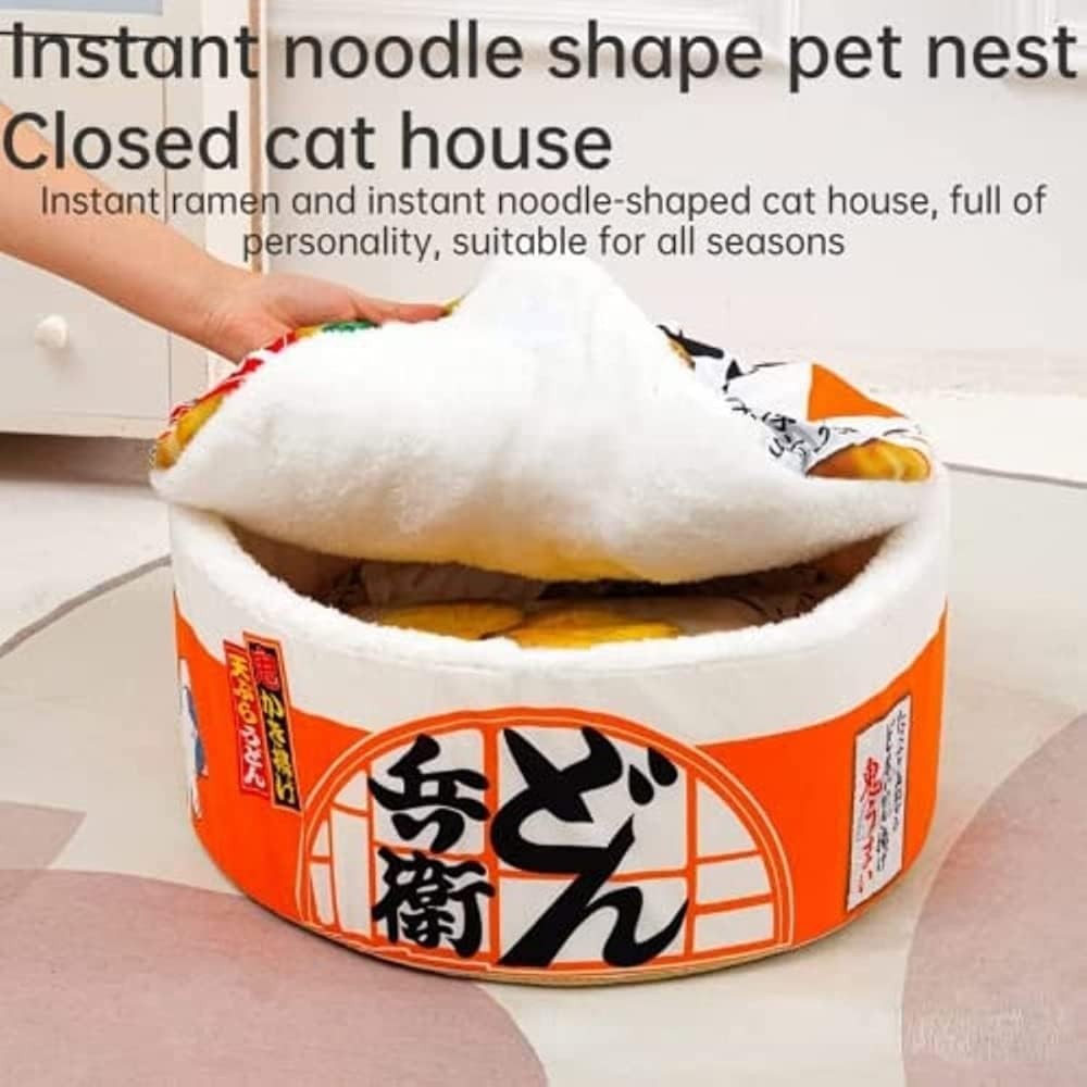 Instant Noodle Cat House Bed Soft Detachable Pet Nest Sofa Pink S