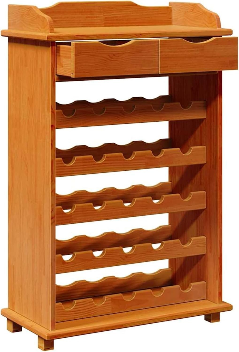 20 Bottle Rustic Wood Wine Rack Cabinet with Top Shelf Storage Stand Kitchen Bar